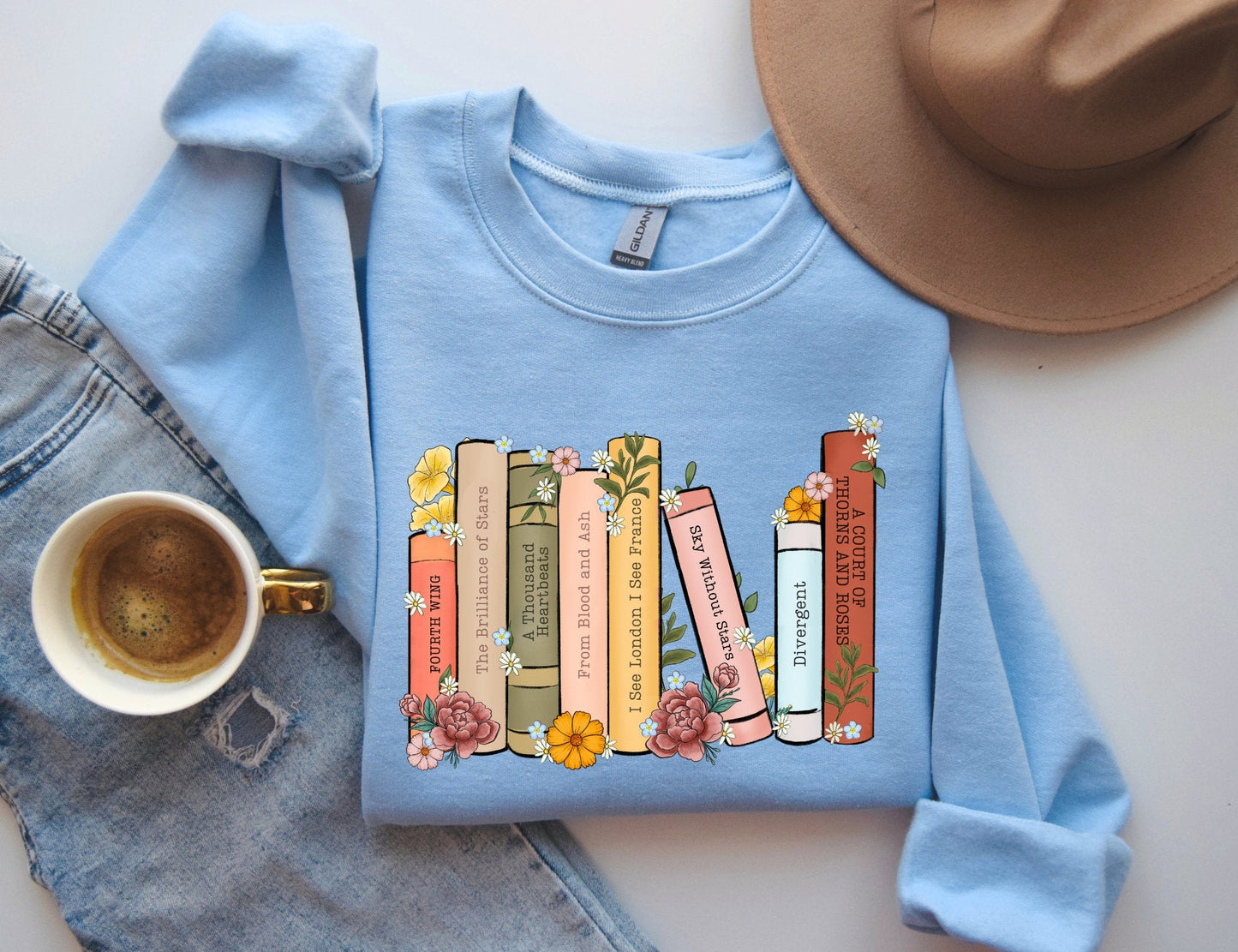 Bookish Crewneck Sweater | Custom Book Shelf