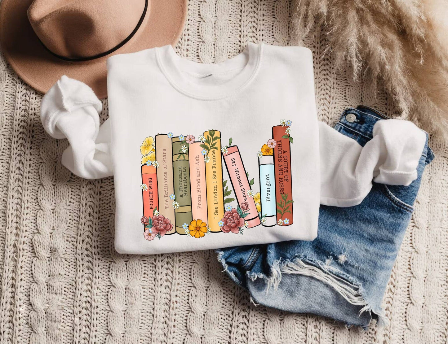 Bookish Crewneck Sweater | Custom Book Shelf