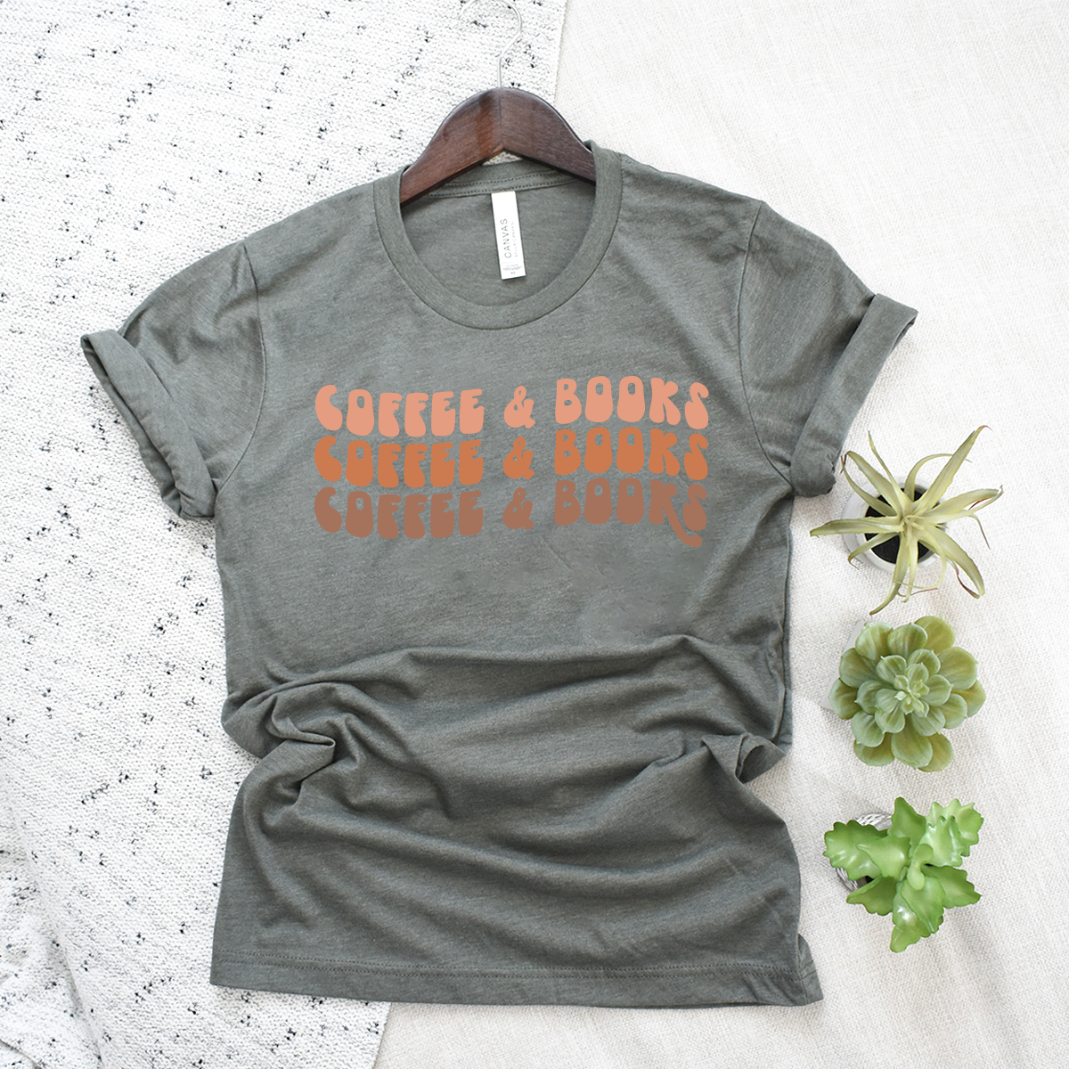 colorful coffee and books unisex tee