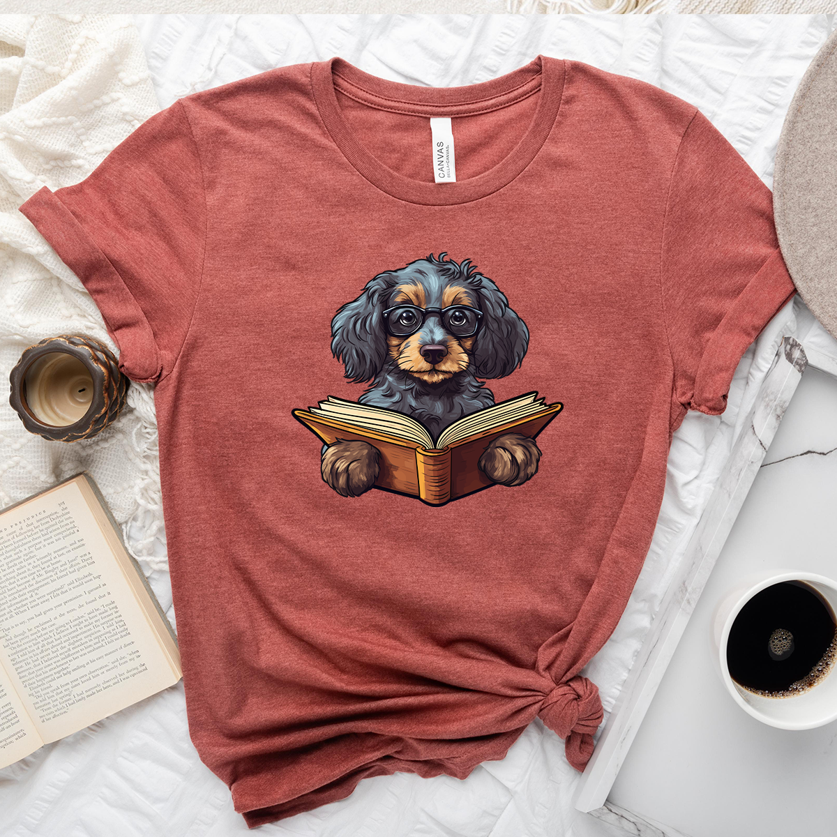 doggo reading unisex tee
