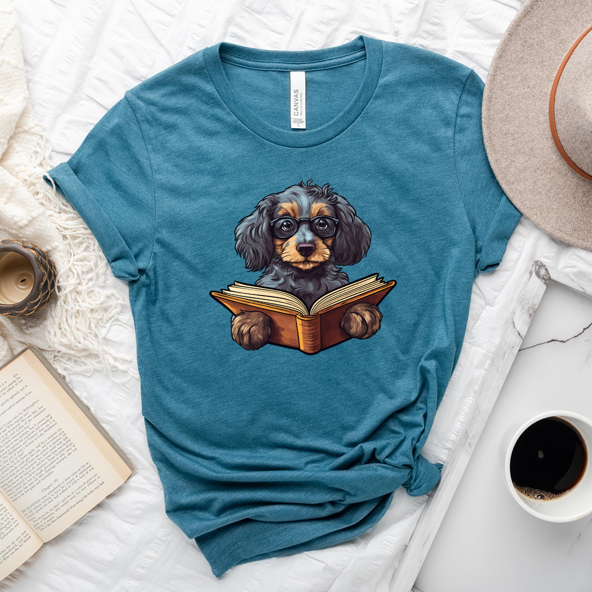 doggo reading unisex tee