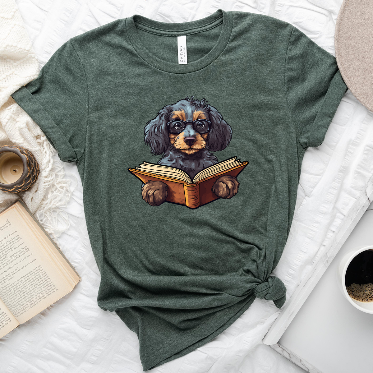 doggo reading unisex tee