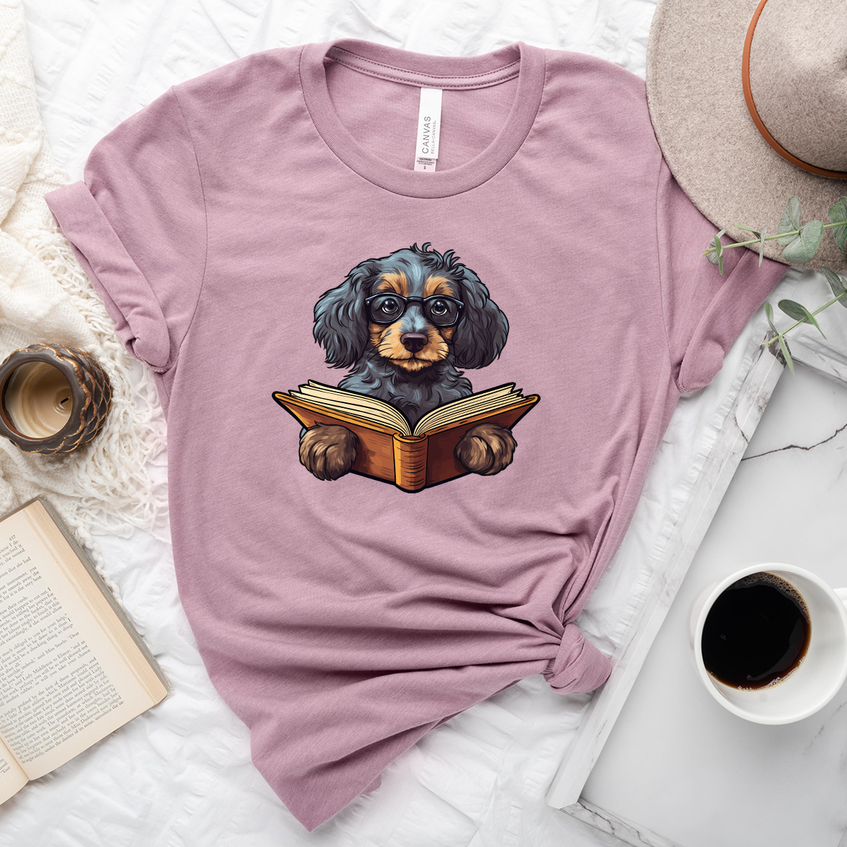 doggo reading unisex tee