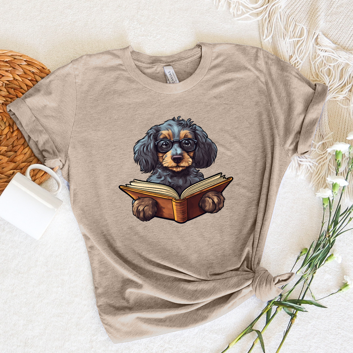 doggo reading unisex tee