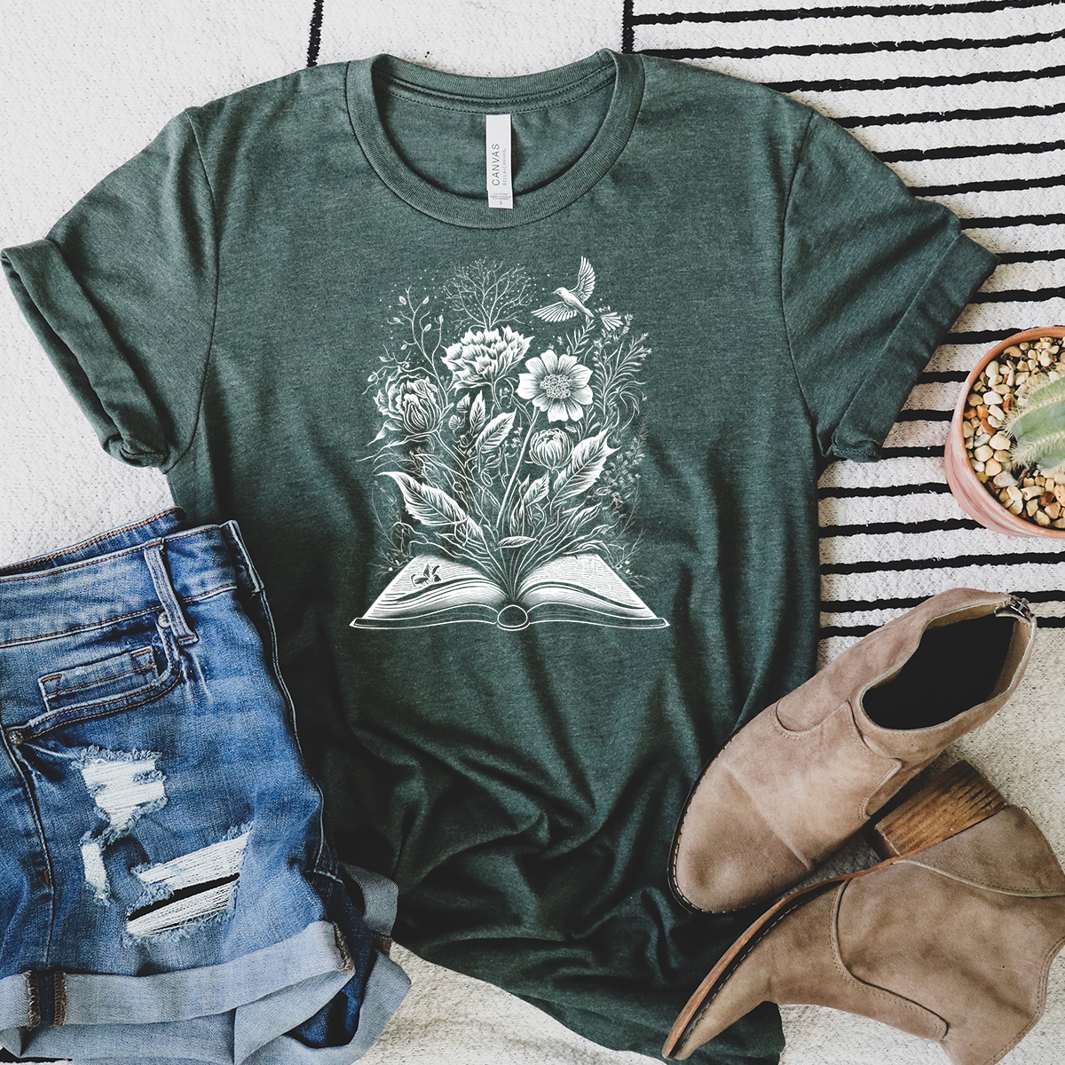 floral book unisex tee