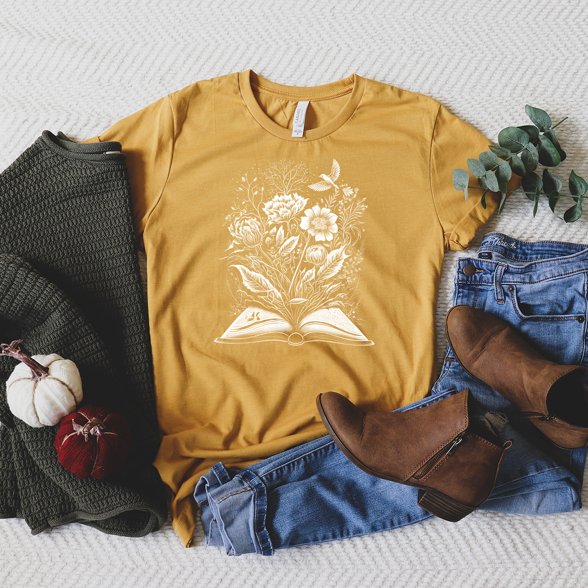 floral book unisex tee