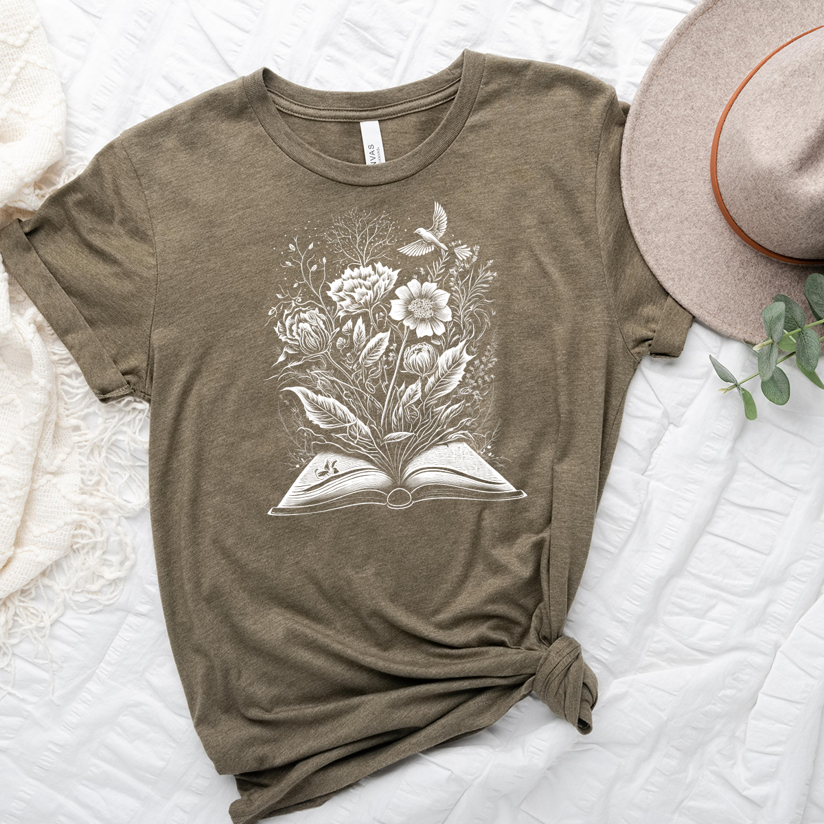 floral book unisex tee