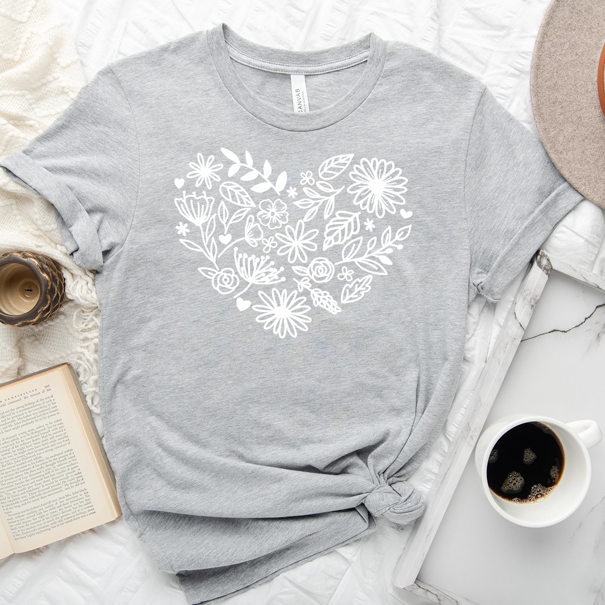 floral heart unisex tee