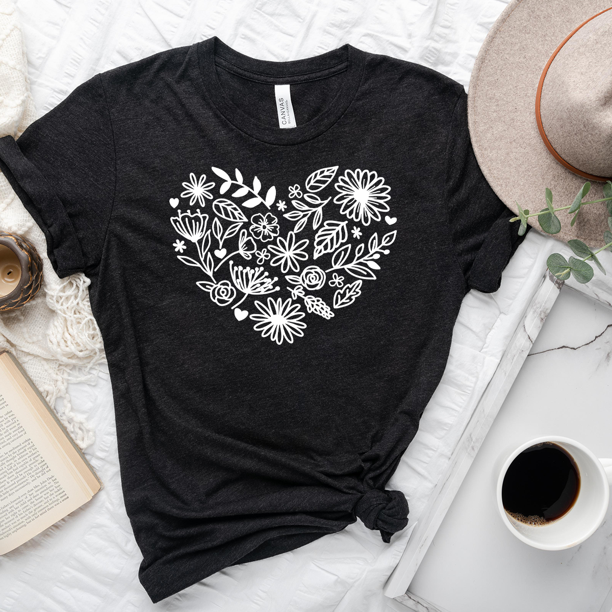 floral heart unisex tee