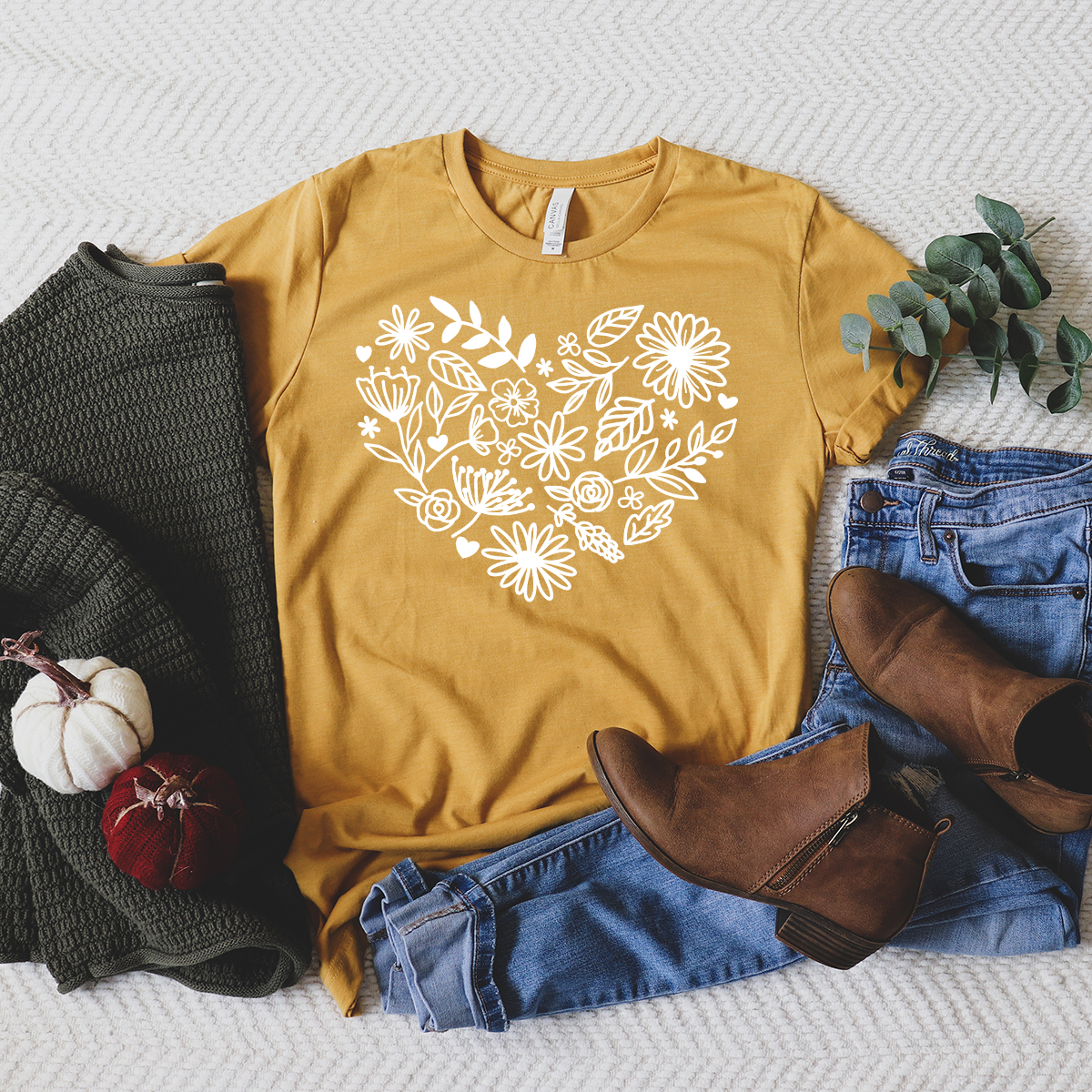 floral heart unisex tee
