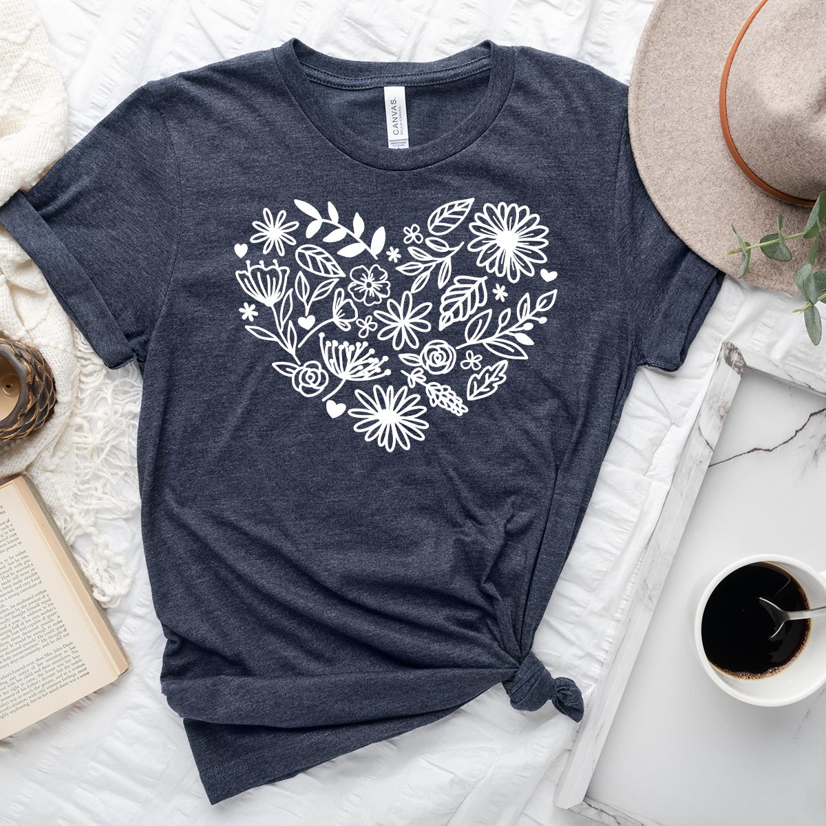 floral heart unisex tee