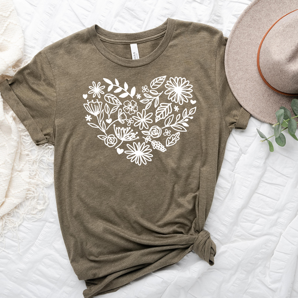 floral heart unisex tee