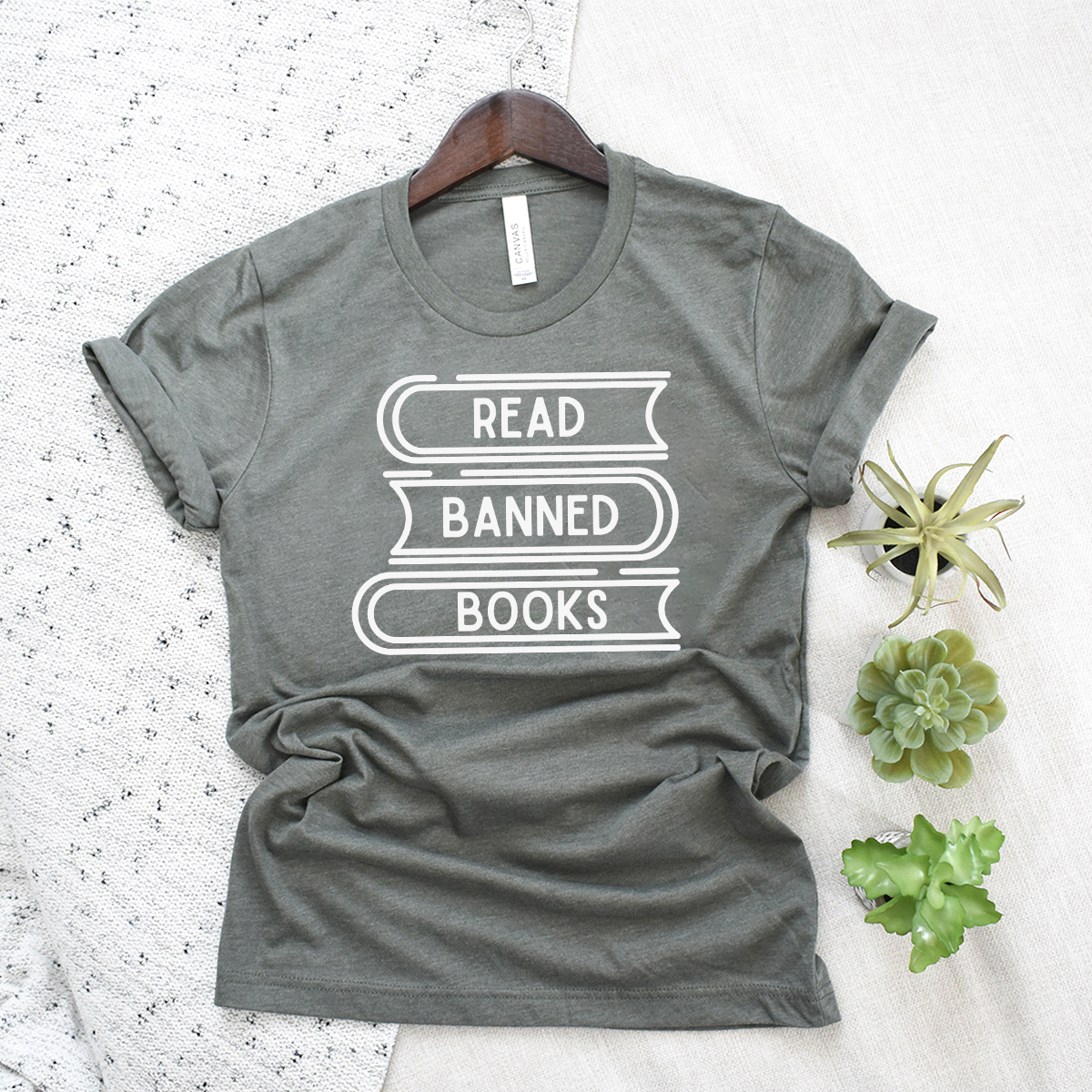 read banned books stack unisex tee