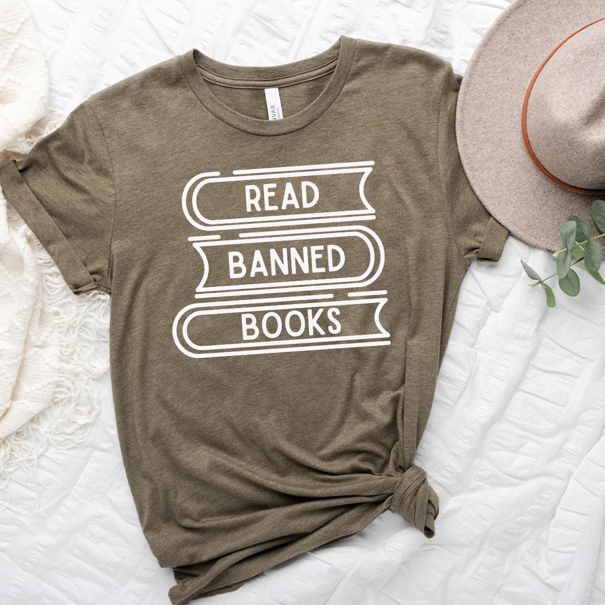 read banned books stack unisex tee