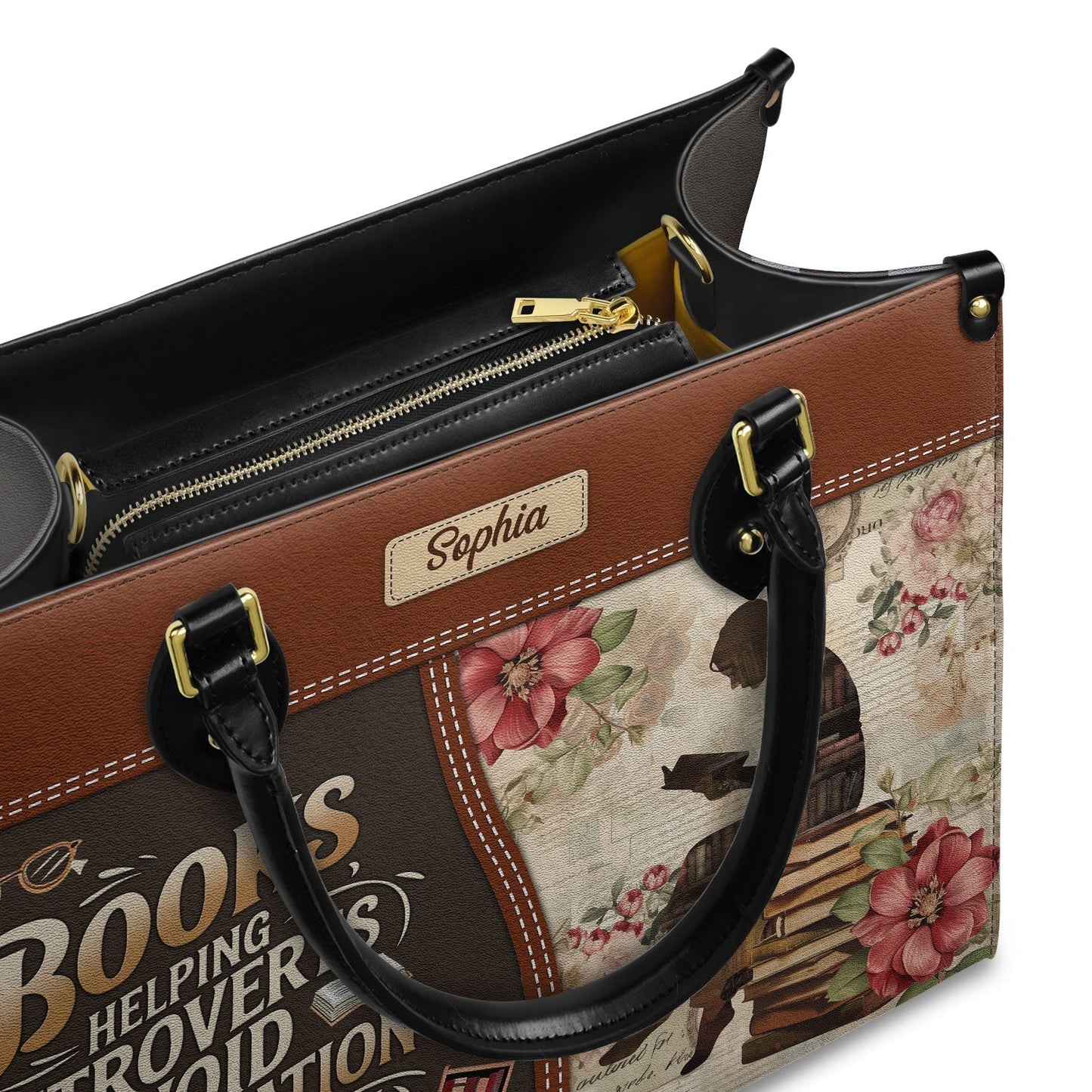 Books Helping Introverts Avoid Conversation Since 1454 Leather Bag