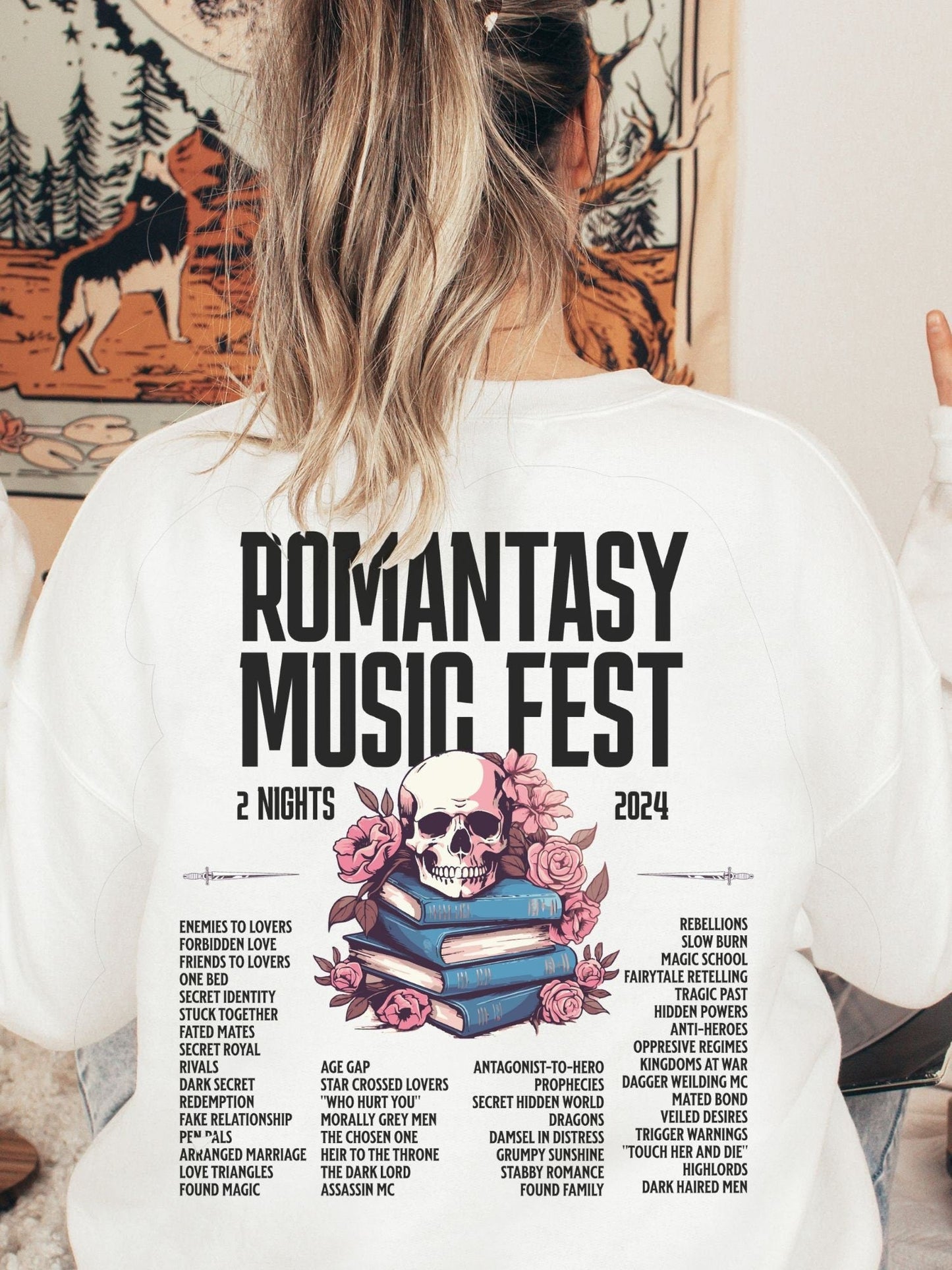 Bookish Crewneck Sweater | Romantasy Music Fest Sweatshirt