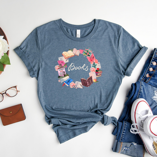 book wreath unisex tee