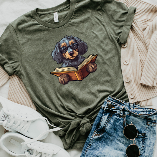 doggo reading unisex tee