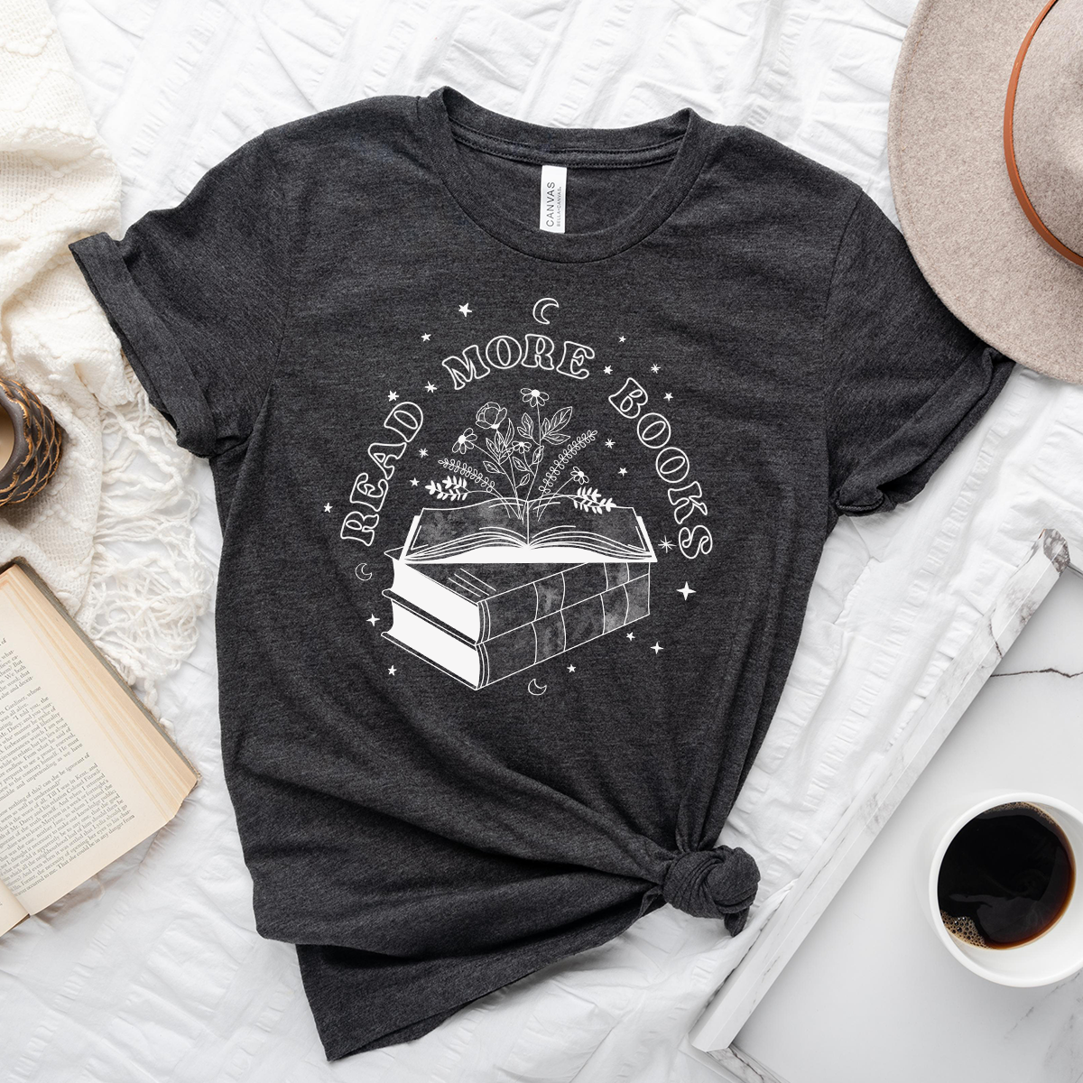 read more books floral unisex tee