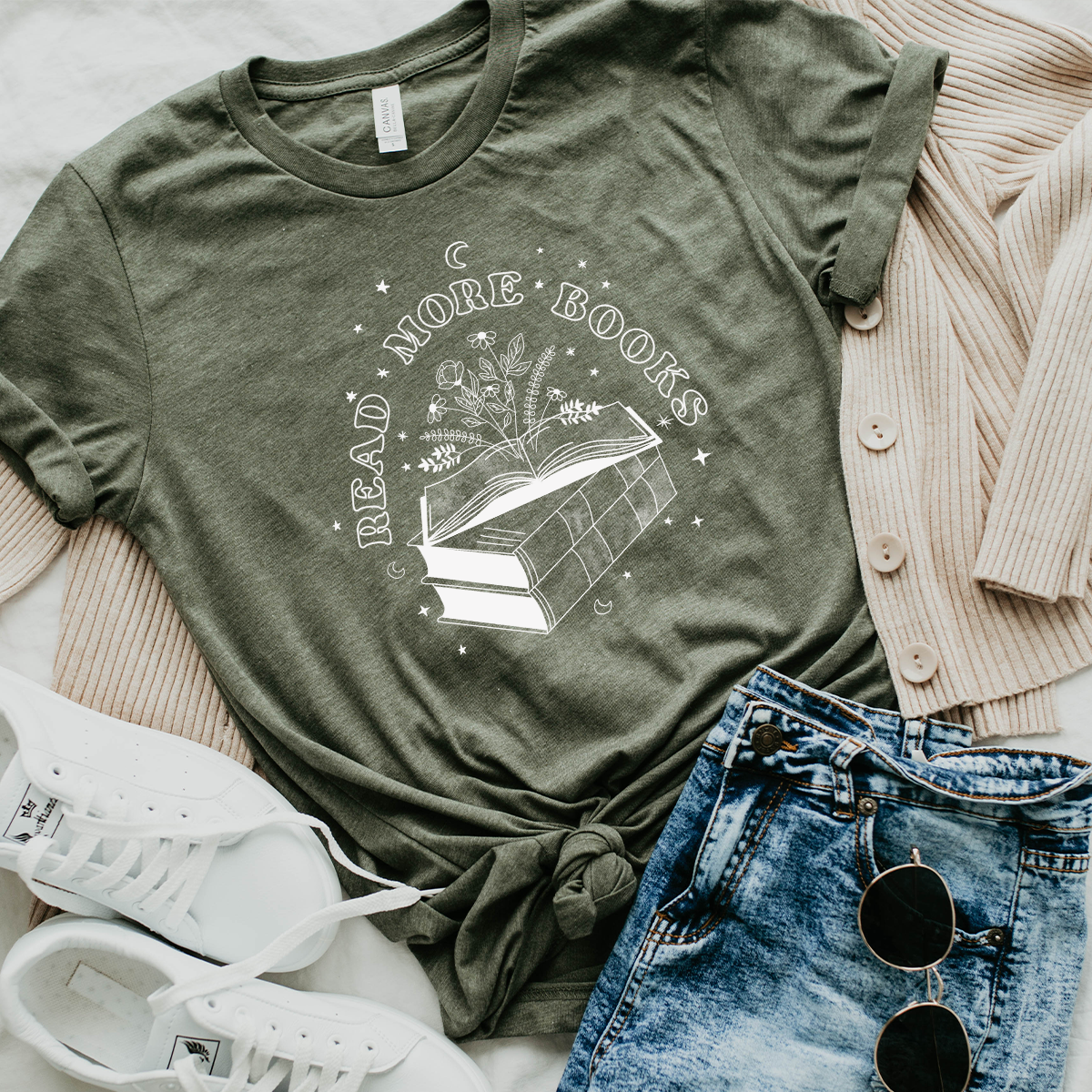 read more books floral unisex tee